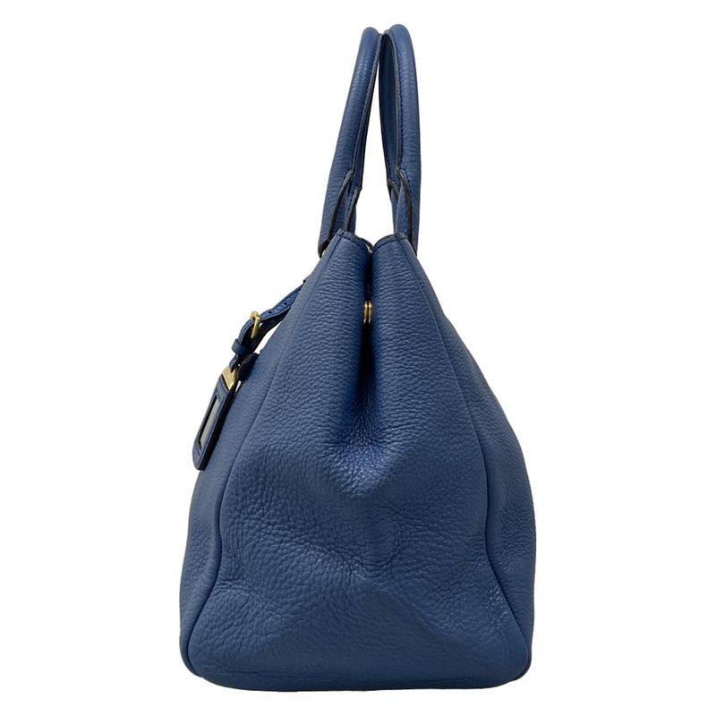 Prada Tote Blue Leather Tag