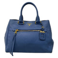 Prada Tote Blue Leather Tag