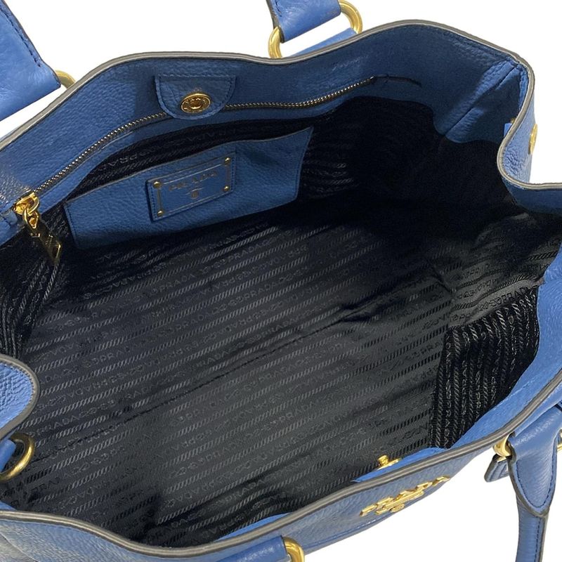 Prada Tote Blue Leather Tag
