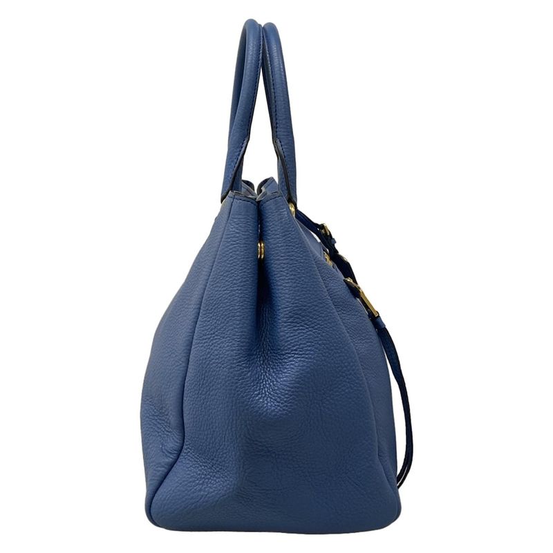 Prada Tote Blue Leather Tag