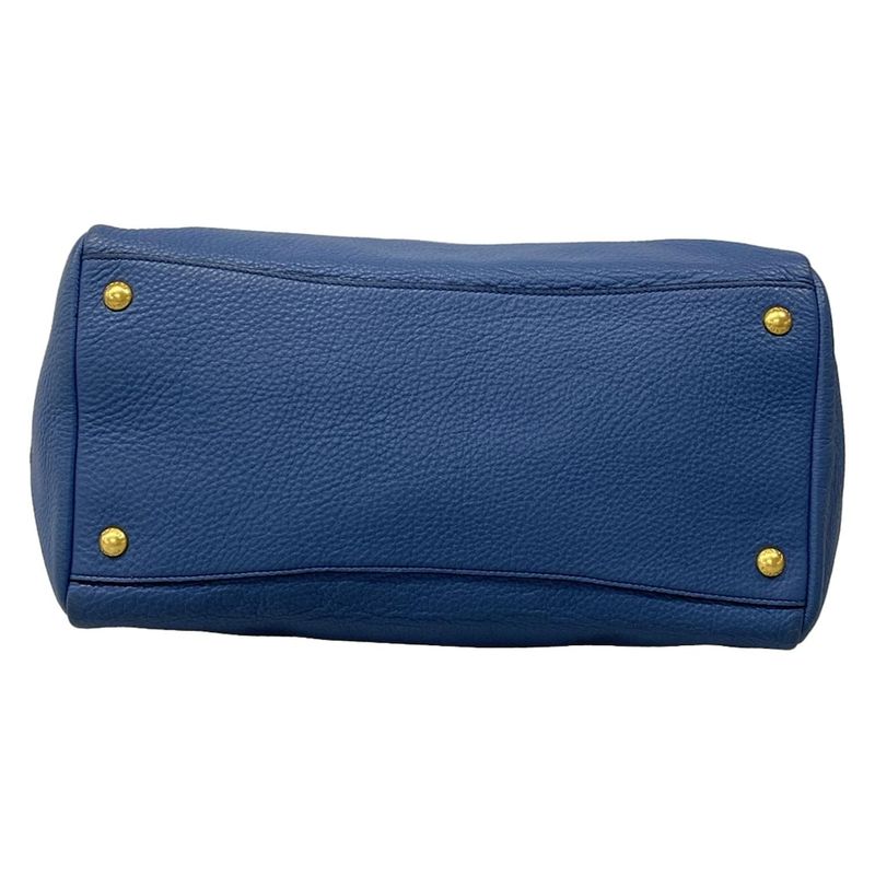 Prada Tote Blue Leather Tag