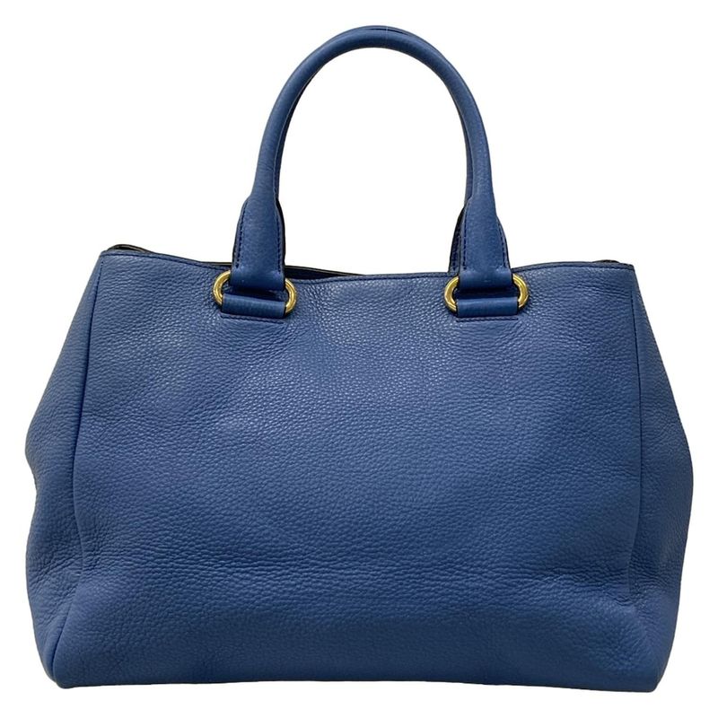 Prada Tote Blue Leather Tag