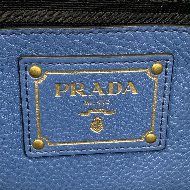 Prada Tote Blue Leather Tag