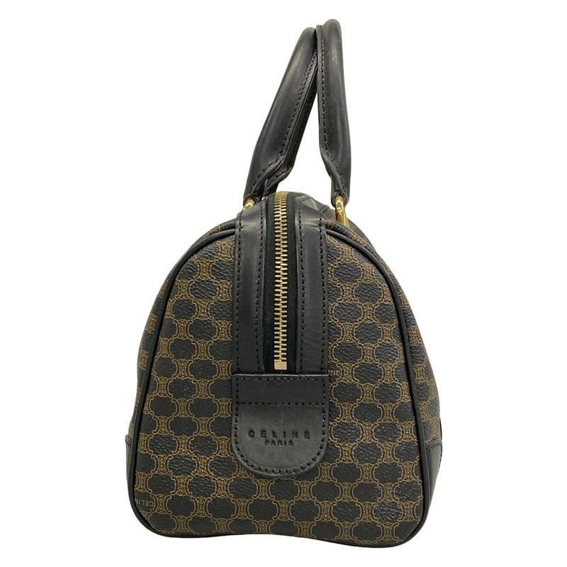 Celine Handbag Macadam Pattern Black Brown Mini Boston Leather