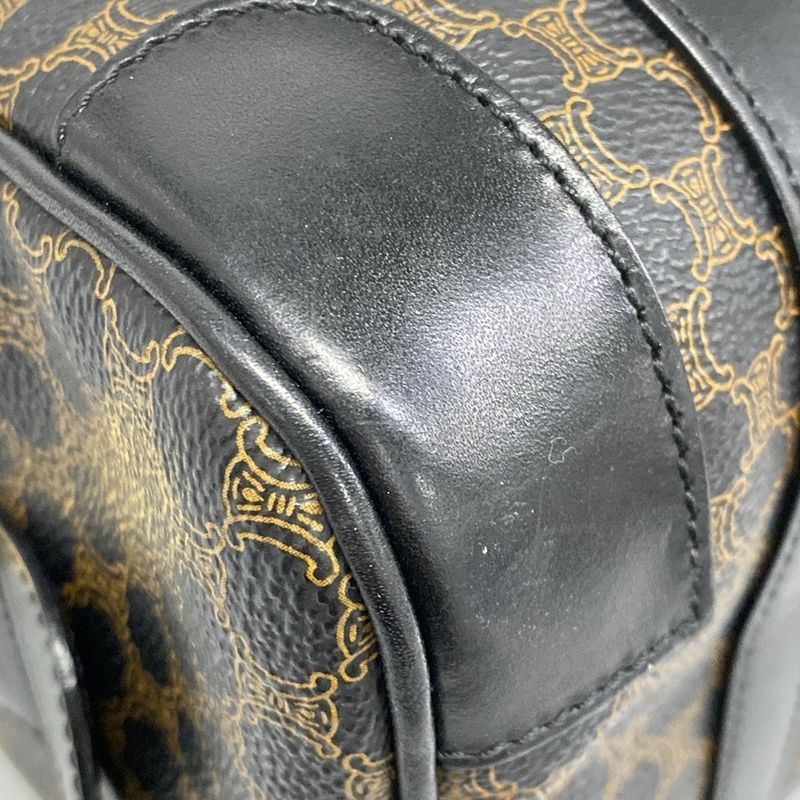 Celine Handbag Macadam Pattern Black Brown Mini Boston Leather