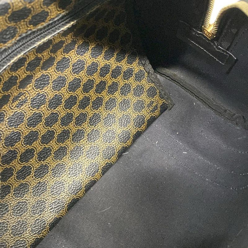 Celine Handbag Macadam Pattern Black Brown Mini Boston Leather
