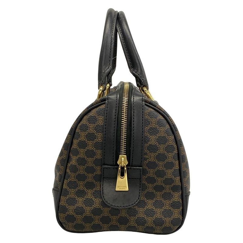 Celine Handbag Macadam Pattern Black Brown Mini Boston Leather