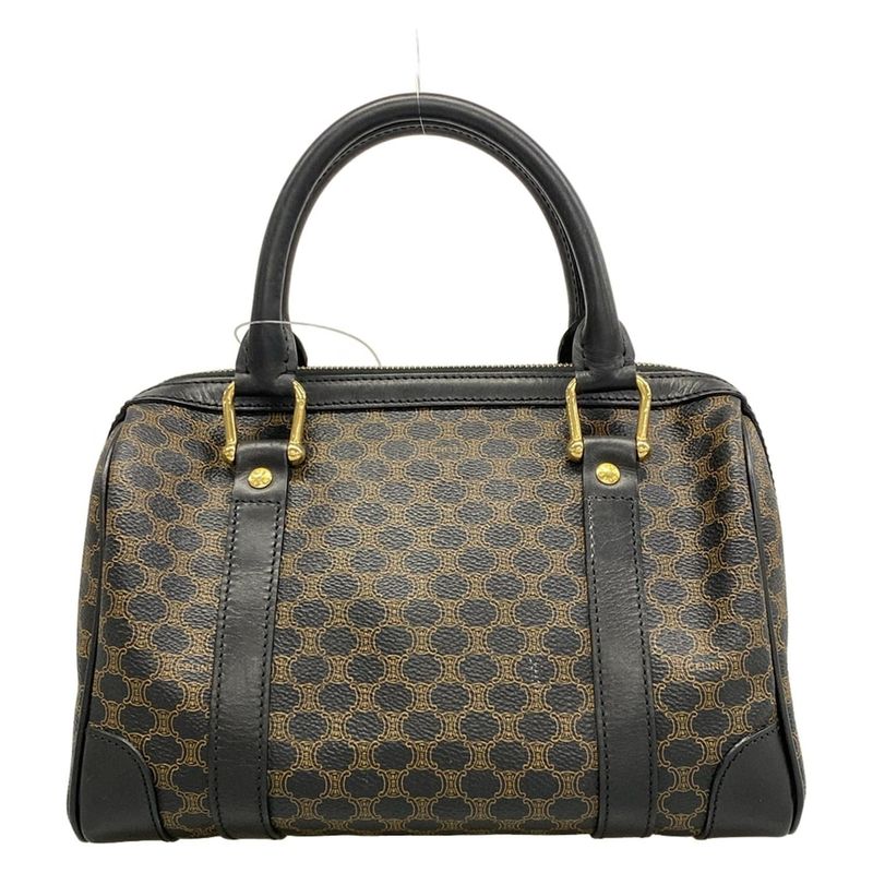 Celine Handbag Macadam Pattern Black Brown Mini Boston Leather