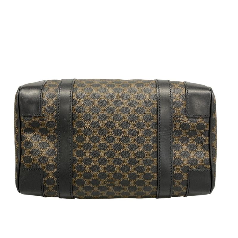 Celine Handbag Macadam Pattern Black Brown Mini Boston Leather