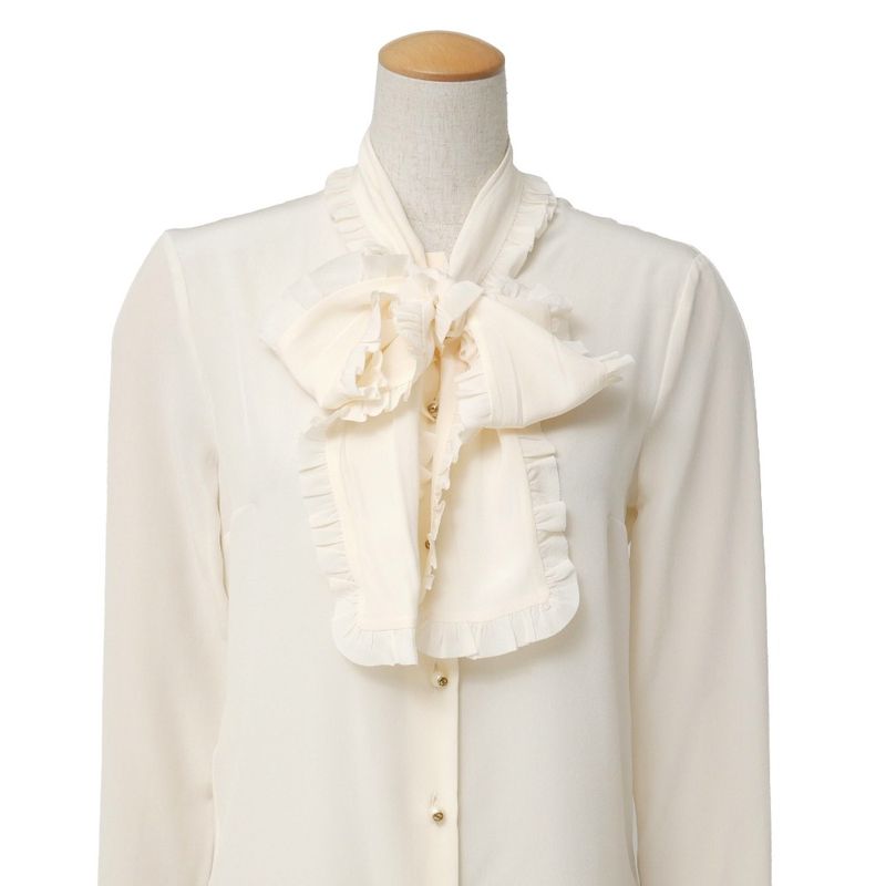 Gucci Long Sleeve Shirt 38 Tie Collar Ribbon Ruffle Blouse