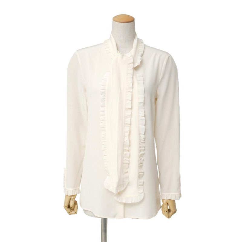 Gucci Long Sleeve Shirt 38 Tie Collar Ribbon Ruffle Blouse