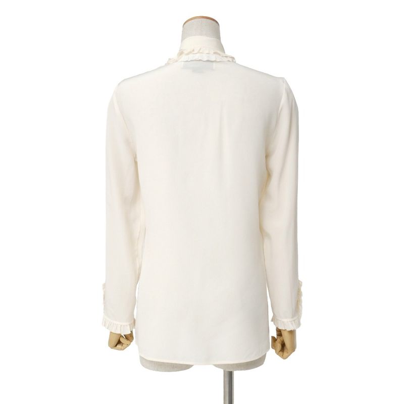 Gucci Long Sleeve Shirt 38 Tie Collar Ribbon Ruffle Blouse