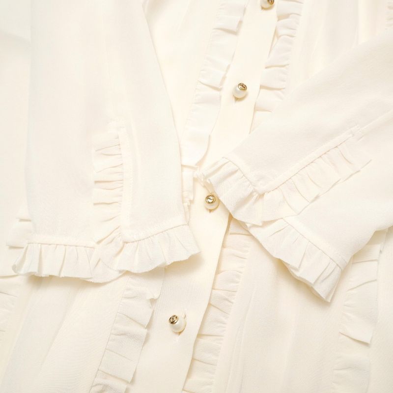 Gucci Long Sleeve Shirt 38 Tie Collar Ribbon Ruffle Blouse