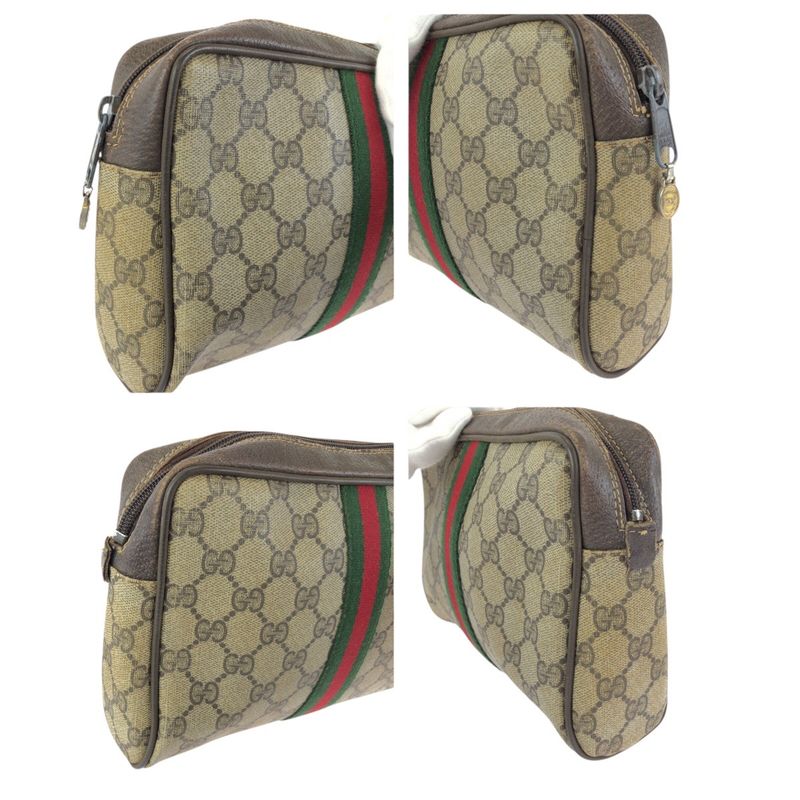 Gucci Vintage Sherry Clutch Beige Brown