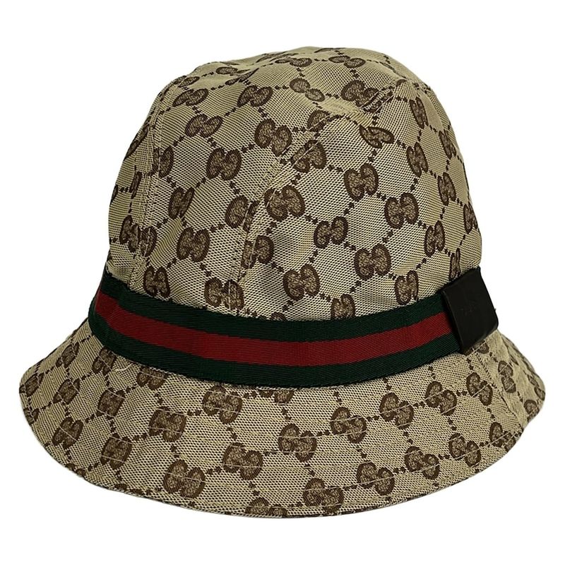 Gucci Hat L Khaki Green Red GG Pattern Sherry