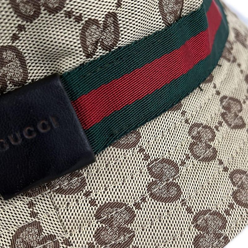 Gucci Hat L Khaki Green Red GG Pattern Sherry