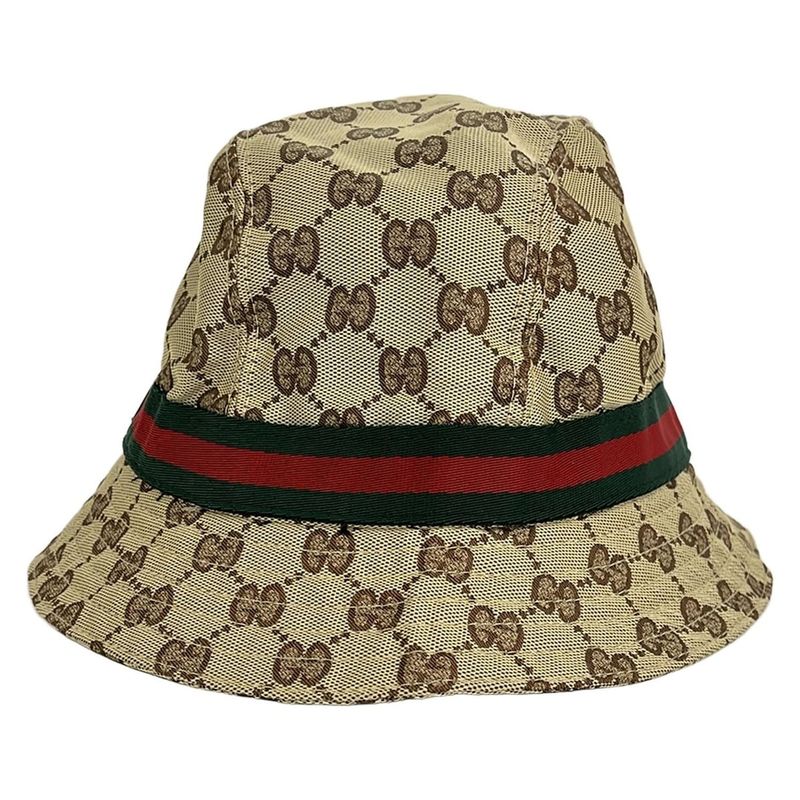 Gucci Hat L Khaki Green Red GG Pattern Sherry