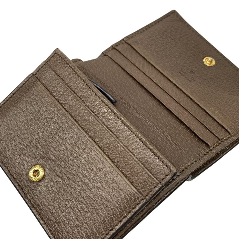 Gucci Bifold Wallet Ophidia Dark Brown Red Multi Cotton Leather Dark X Multi
