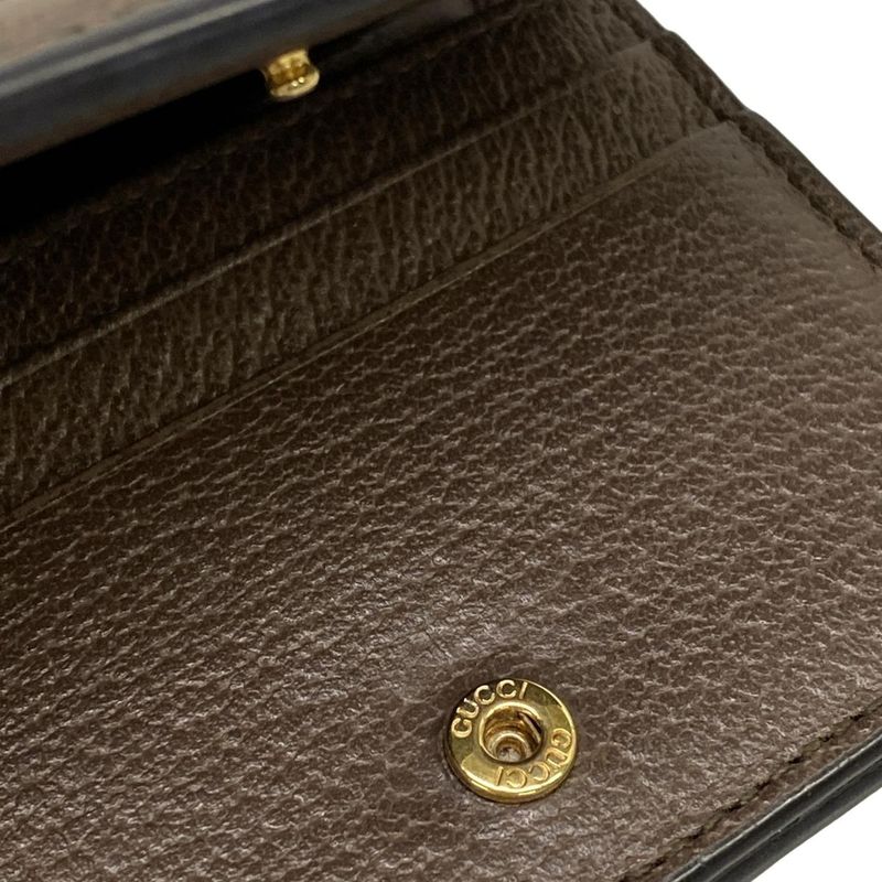 Gucci Bifold Wallet Ophidia Dark Brown Red Multi Cotton Leather Dark X Multi