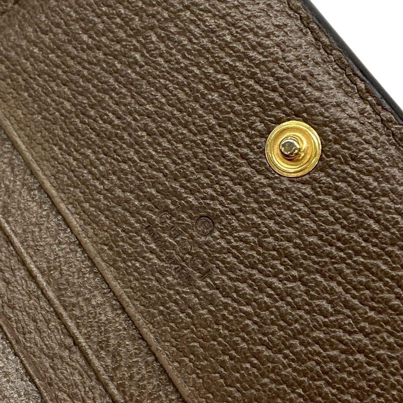Gucci Bifold Wallet Ophidia Dark Brown Red Multi Cotton Leather Dark X Multi