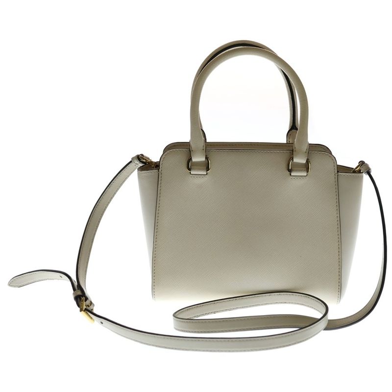 Prada 2-Way Shoulder Bag White Leather Gold