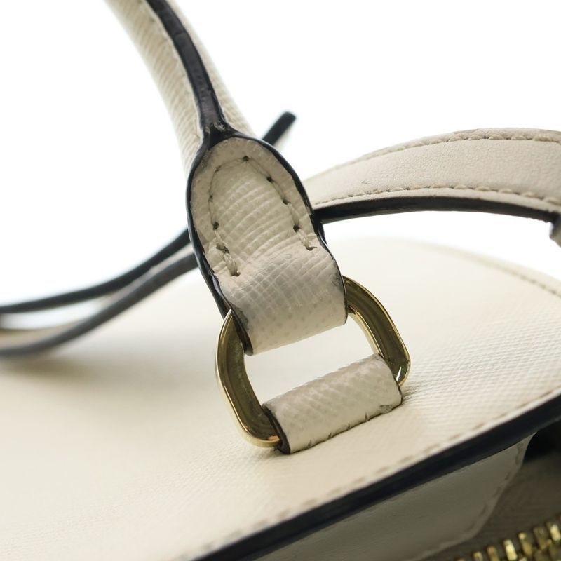 Prada 2-Way Shoulder Bag White Leather Gold