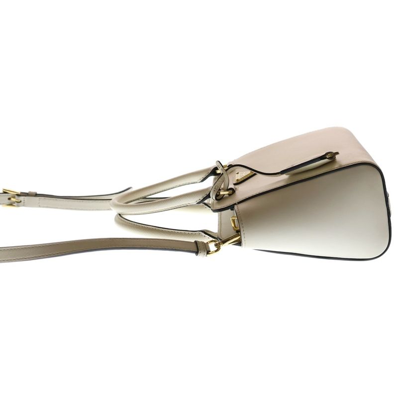 Prada 2-Way Shoulder Bag White Leather Gold