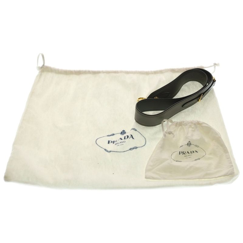 Prada Monochrome 2-Way Shoulder Bag Gray Leather Gold