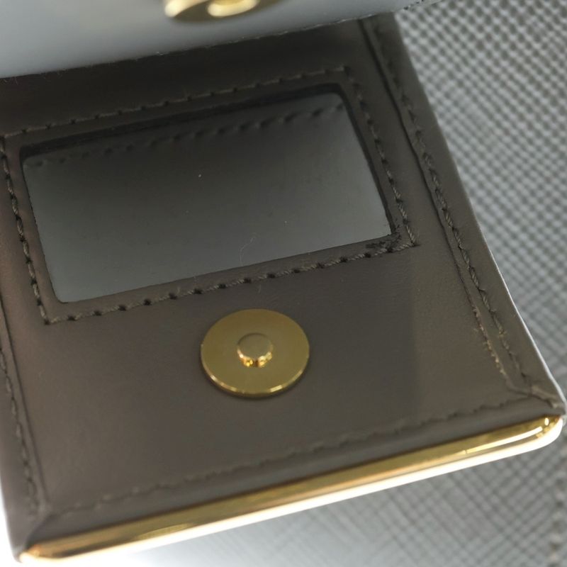 Prada Monochrome 2-Way Shoulder Bag Gray Leather Gold