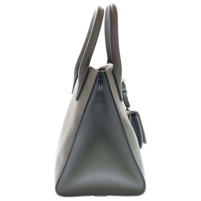 Prada Monochrome 2-Way Shoulder Bag Gray Leather Gold