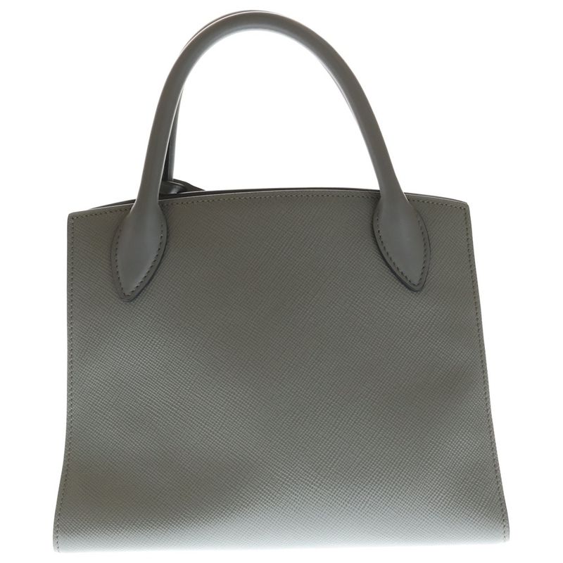 Prada Monochrome 2-Way Shoulder Bag Gray Leather Gold