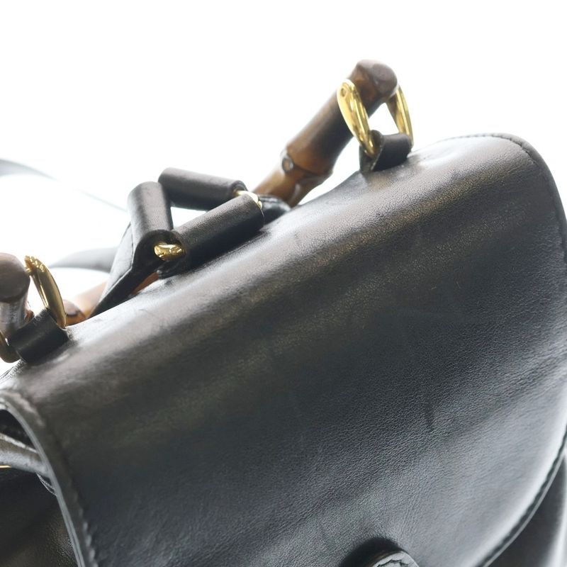 Gucci Bamboo Leather Backpack Black