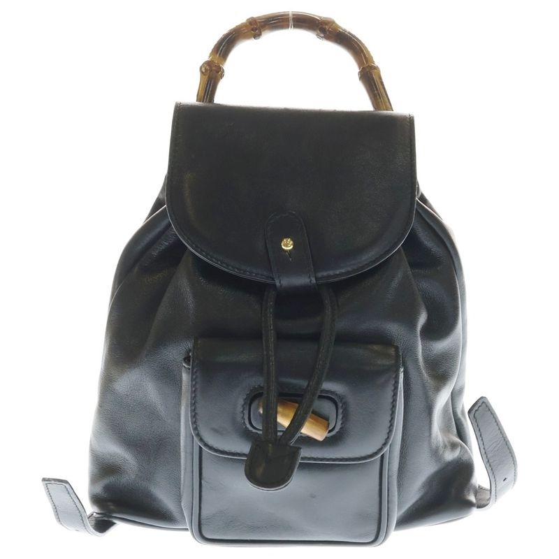Gucci Bamboo Leather Backpack Black