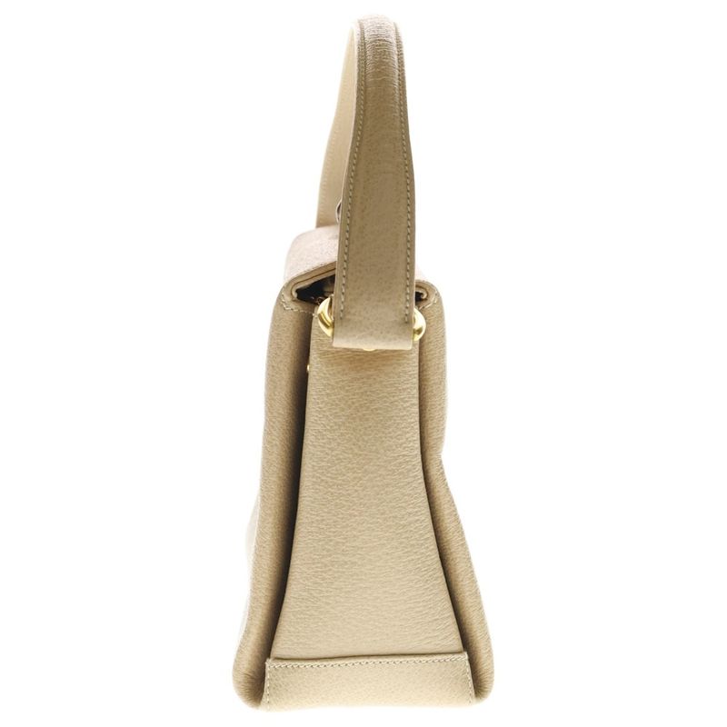 Gucci Bamboo Leather 2-Way Bag Handbag Beige