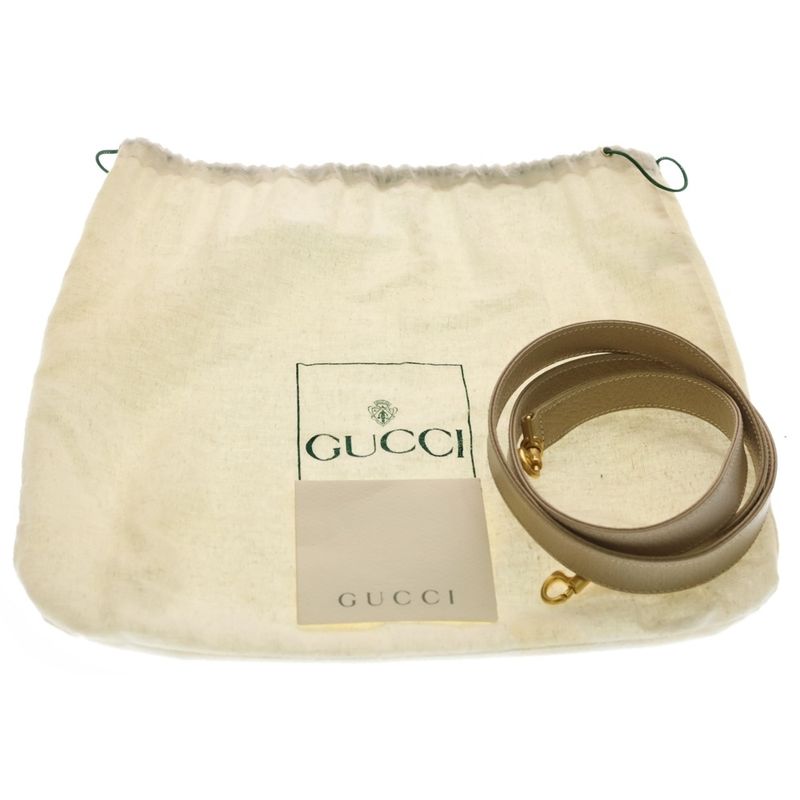 Gucci Bamboo Leather 2-Way Bag Handbag Beige