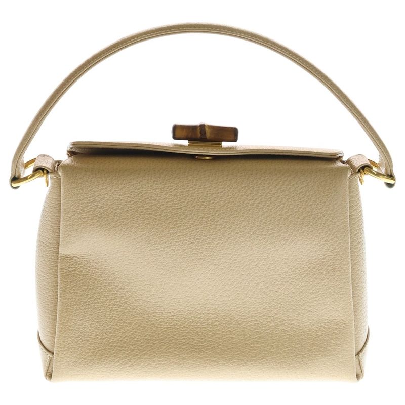 Gucci Bamboo Leather 2-Way Bag Handbag Beige