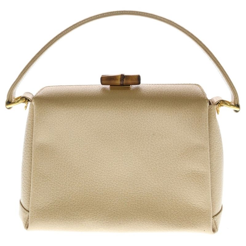 Gucci Bamboo Leather 2-Way Bag Handbag Beige