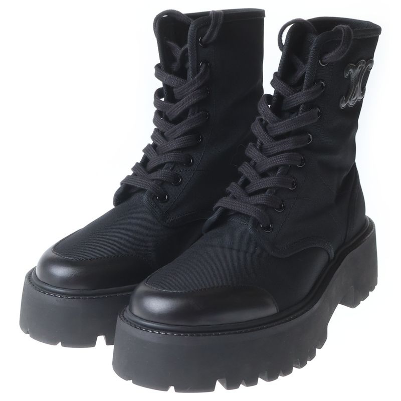 Celine Balki Lace Up Long Boots Black
