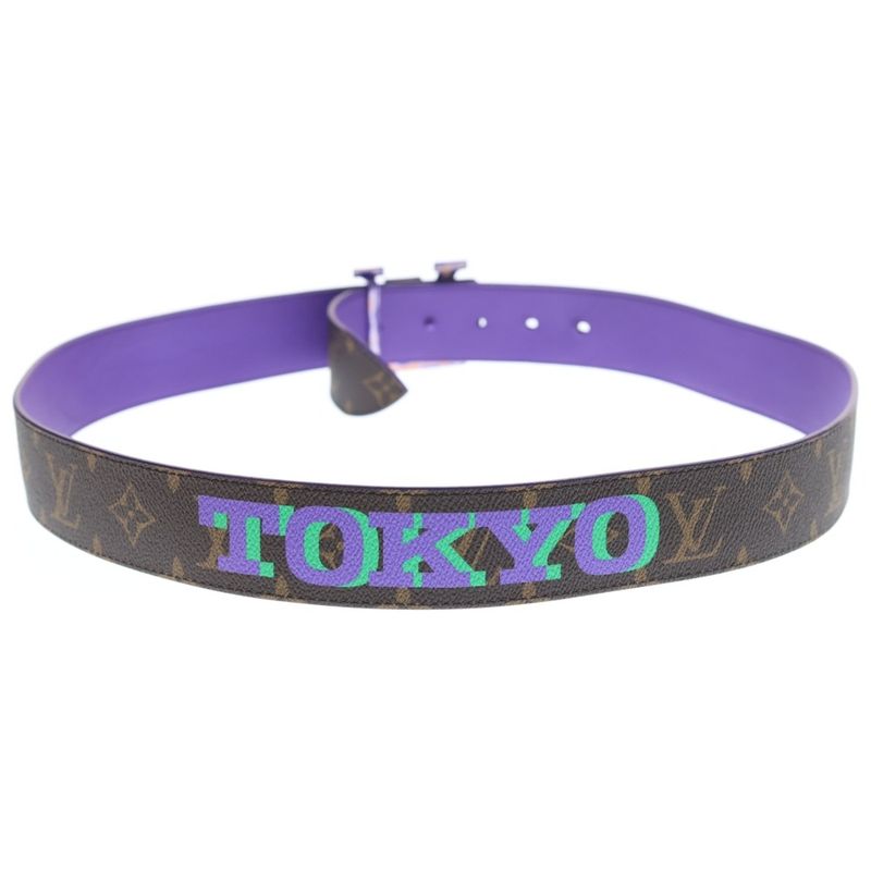 Louis Vuitton Ceinture LV Optic Monogram Leather Belt Purple Brown