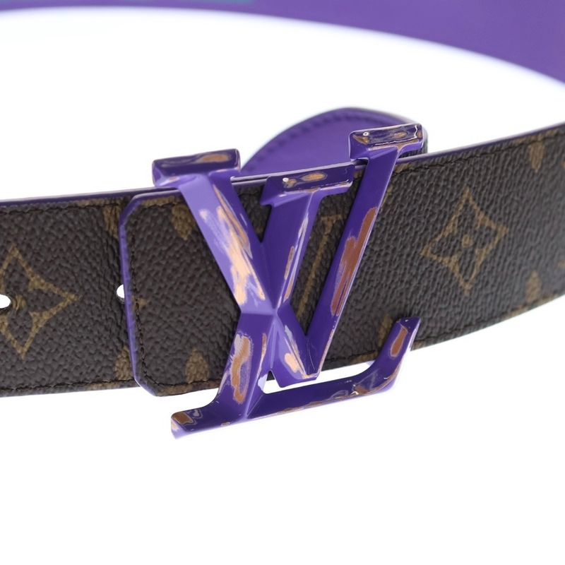 Louis Vuitton Ceinture LV Optic Monogram Leather Belt Purple Brown