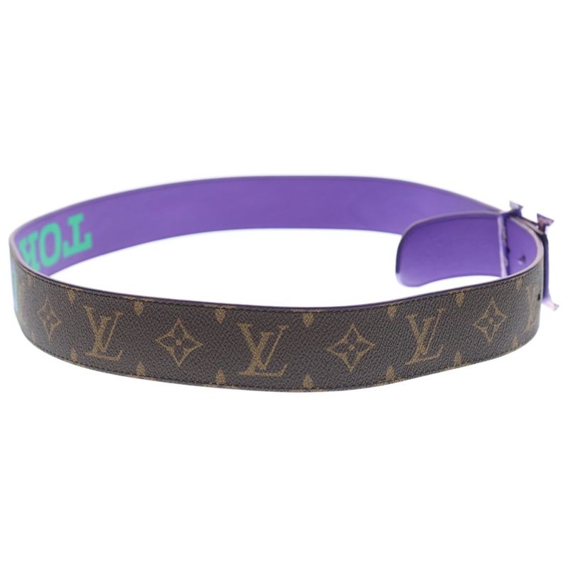 Louis Vuitton Ceinture LV Optic Monogram Leather Belt Purple Brown