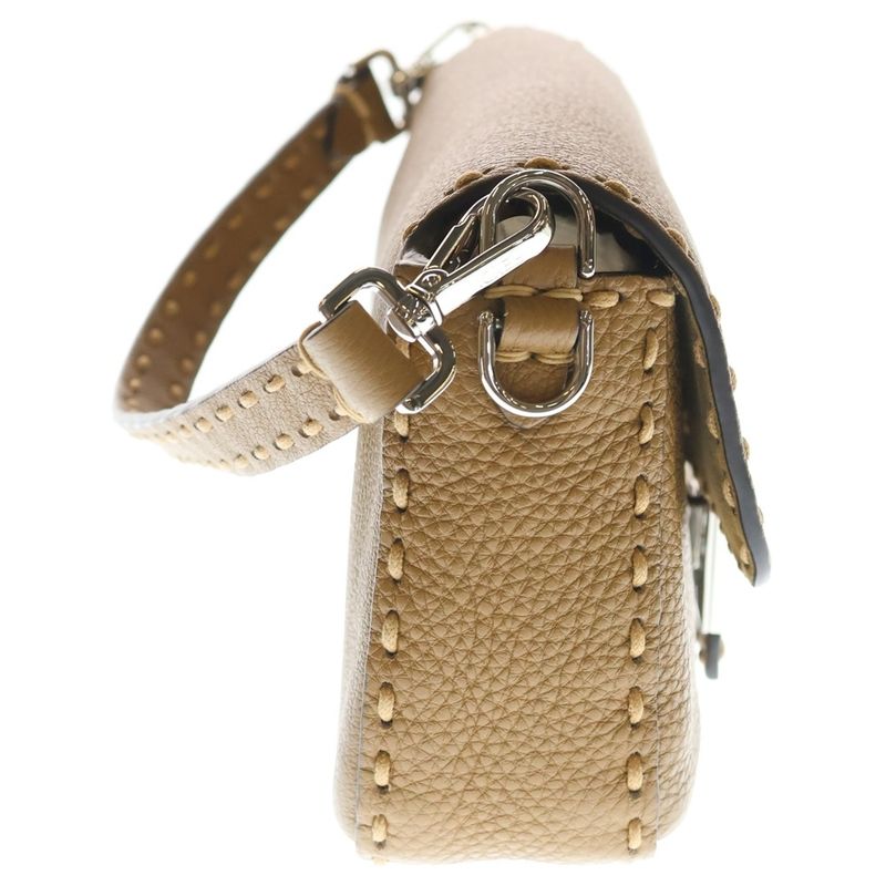 Fendi Selleria Mamma Bucket Shoulder Bag Brown Leather Silver