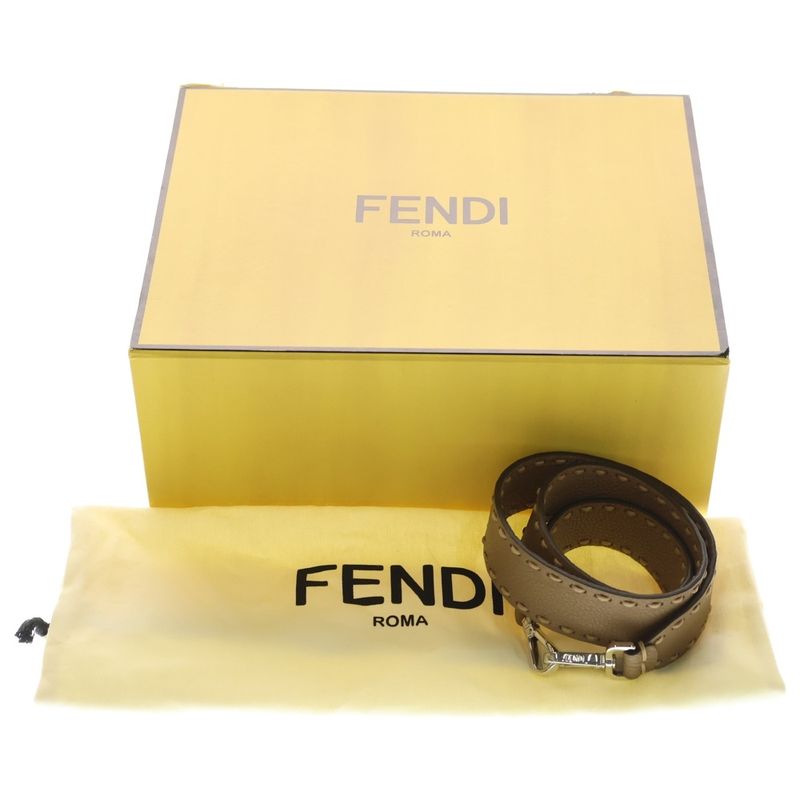 Fendi Selleria Mamma Bucket Shoulder Bag Brown Leather Silver