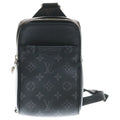 Louis Vuitton Monogram Eclipse Sac Plat Outdoor Sling Bag Black Leather