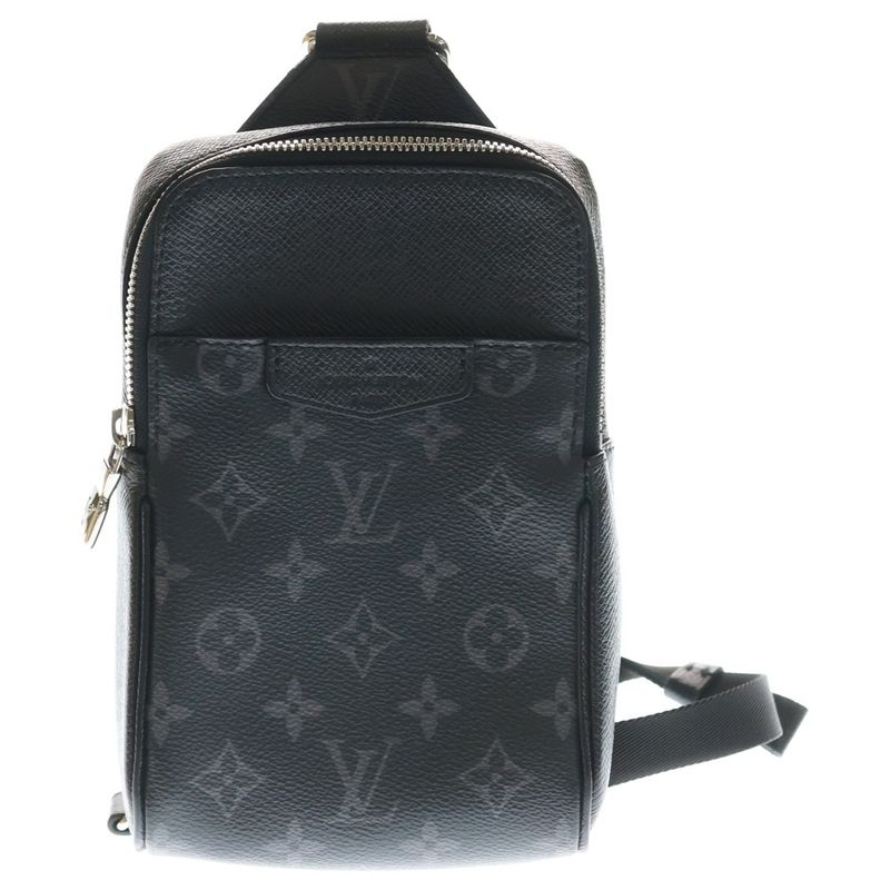 Louis Vuitton Monogram Eclipse Sac Plat Outdoor Sling Bag Black Leather