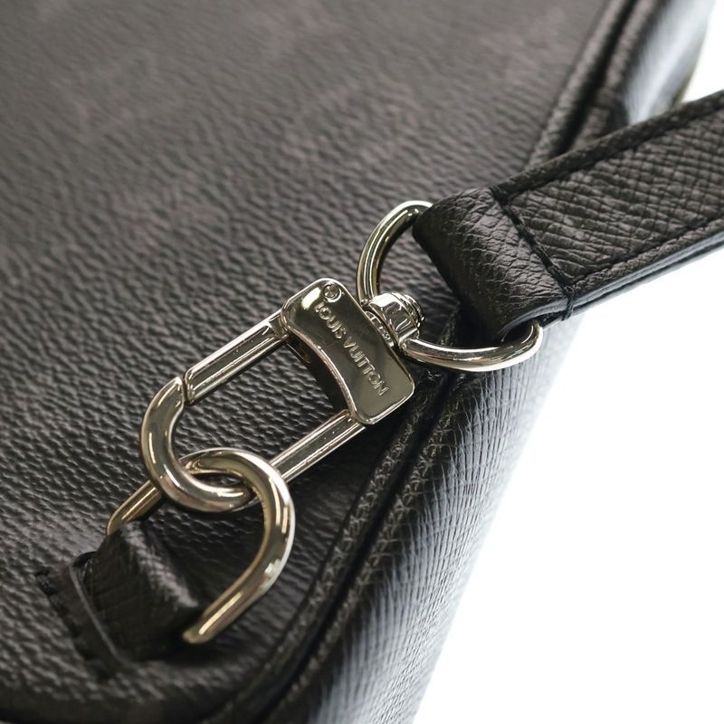 Louis Vuitton Monogram Eclipse Sac Plat Outdoor Sling Bag Black Leather