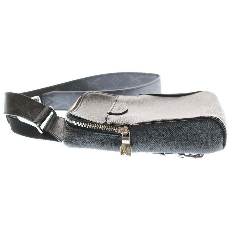 Louis Vuitton Monogram Eclipse Sac Plat Outdoor Sling Bag Black Leather