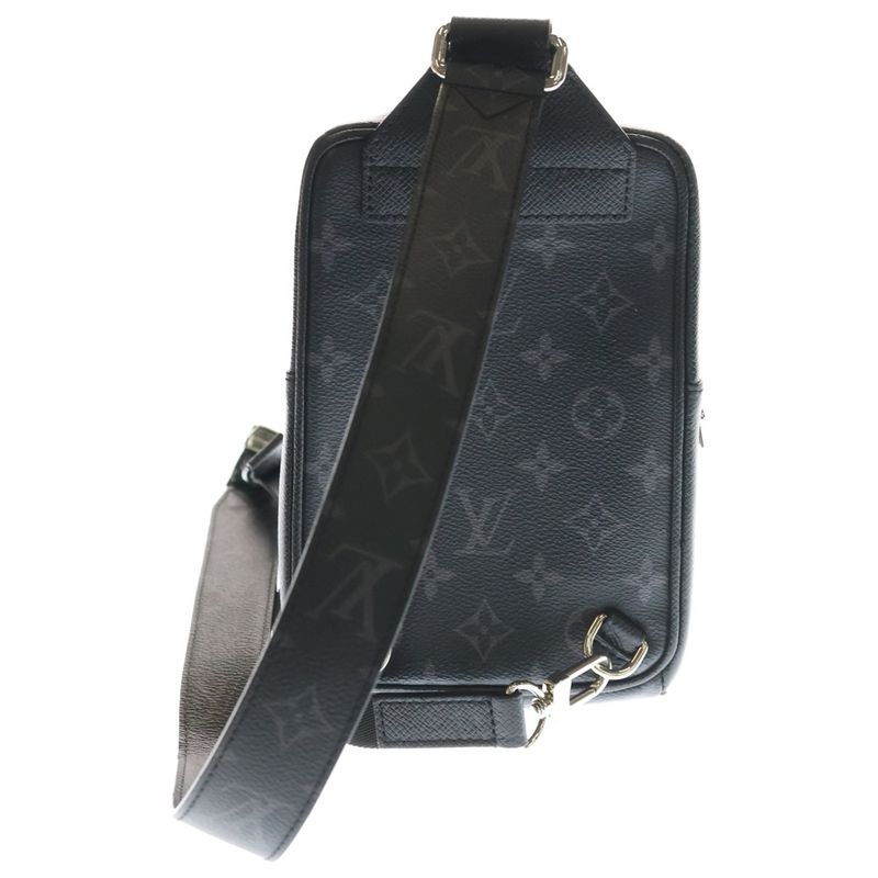 Louis Vuitton Monogram Eclipse Sac Plat Outdoor Sling Bag Black Leather
