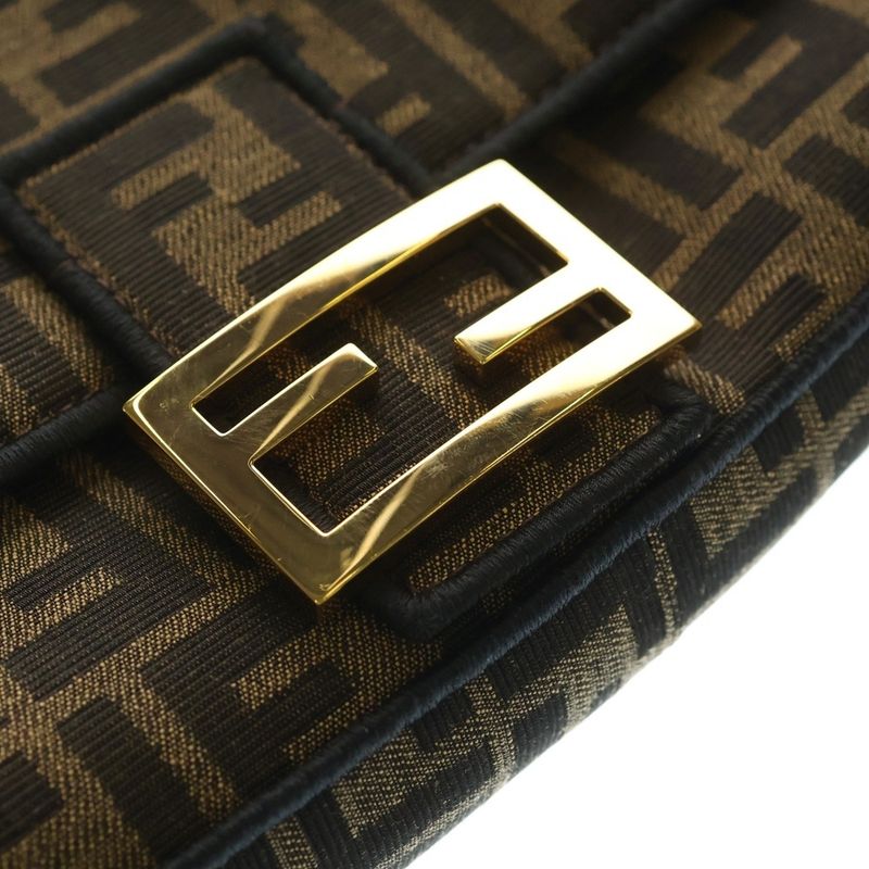 Fendi Zucca Mamba Bucket 2-Way Shoulder Bag Canvas Leather