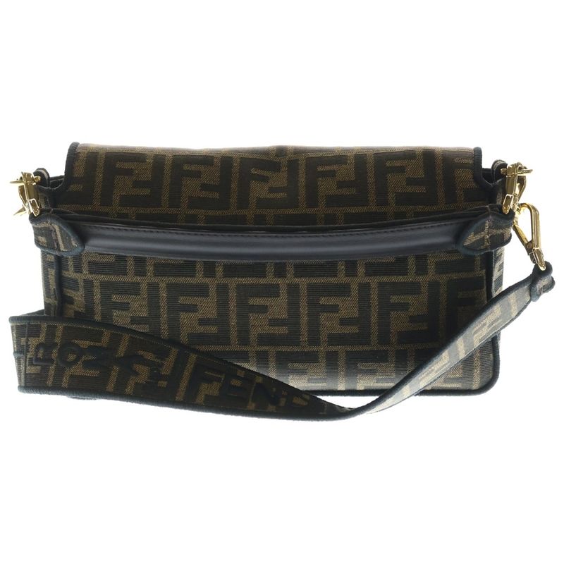 Fendi Zucca Mamba Bucket 2-Way Shoulder Bag Canvas Leather